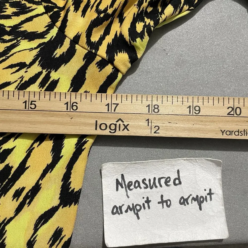 Animal Print Top Size Small Leopard Cheetah Y2K Cutout Club Rave Indie Sleaze - Picture 7 of 9
